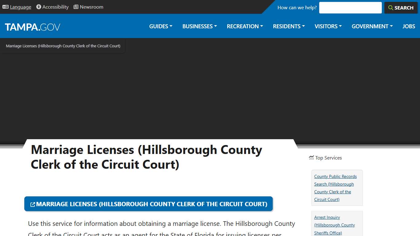 Marriage Licenses (Hillsborough County Clerk of the Circuit Court) City of Tampa