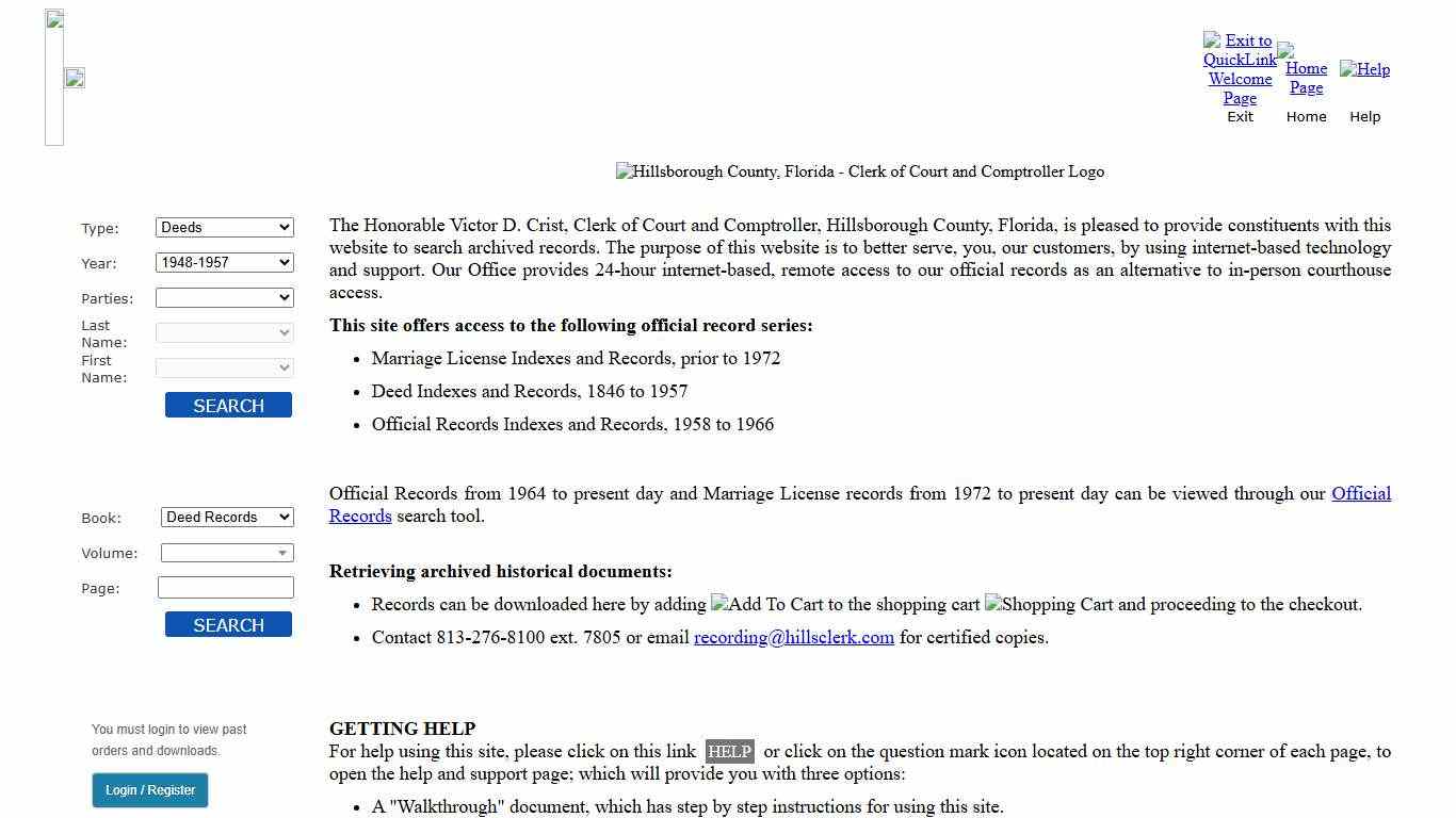 QuickLink - Hillsborough County, Florida - Clerk of Court and Comptroller